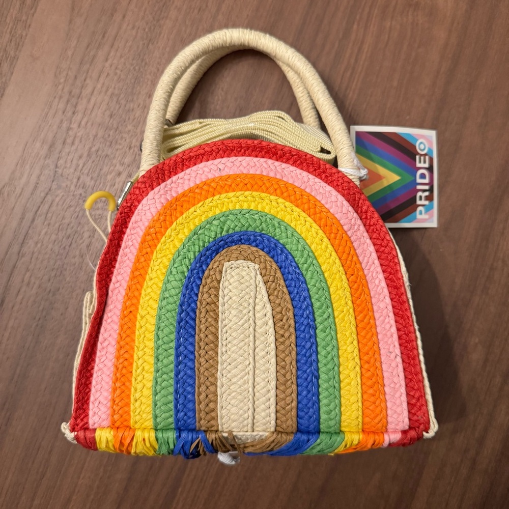 NWT Colorful Rainbow Woven Handbag, perfect for PRIDE - Picture 5 of 9